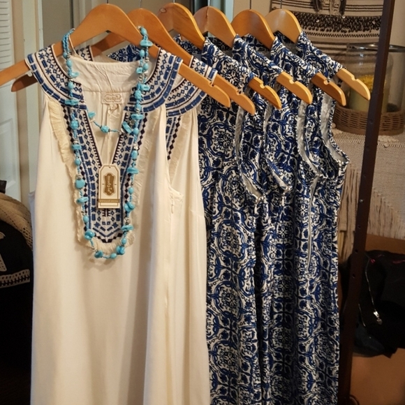 MUD PIE NEW WHITE, BLUE SMALL DRESS LAST ONE - Picture 9 of 12